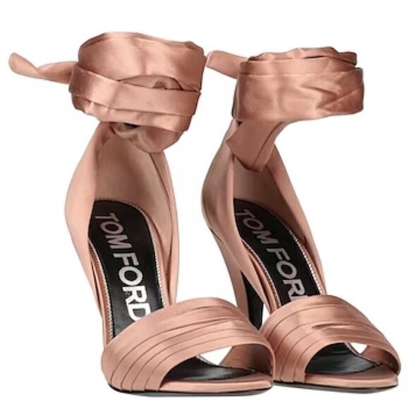 New Tom Ford 105 Satin Wraparound Pastel Pink Sandals NWT 8 US/38 EU - Picture 4 of 6